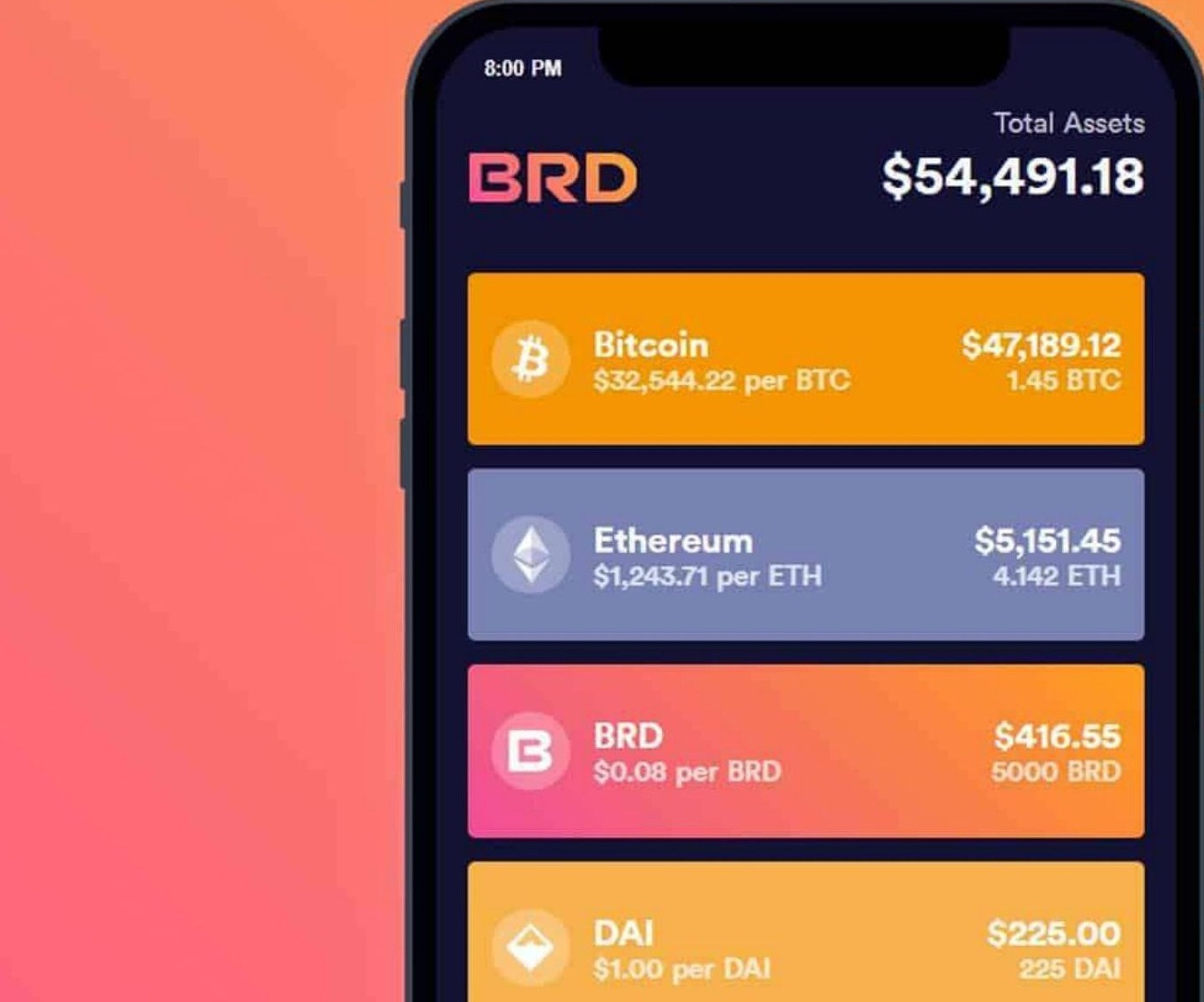 BRD Wallet app interface.